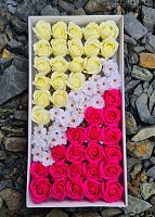 Набор цветов Розовый микс. Розы номер 19/9, сакура белая. Упаковка 50 шт. 