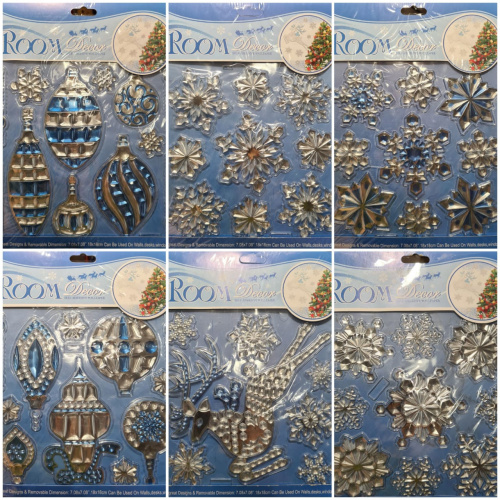 Наклейки новогодние объёмные YQQ. Микс. Набор 12 шт.