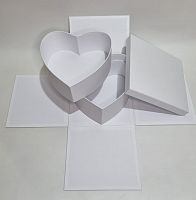 Коробка сердце 2 яруса, фотобокс. Цвет белый. Плотный картон.
