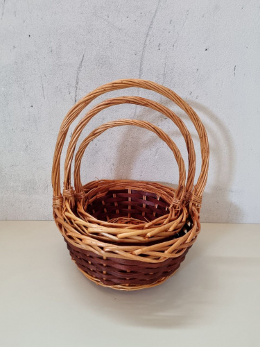 Набор круглых корзин 3в1. Цвет коричневый с рыжим.