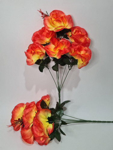 Искусственные цветы. Розы. Упаковка 2 шт. Цвет желто- красный.