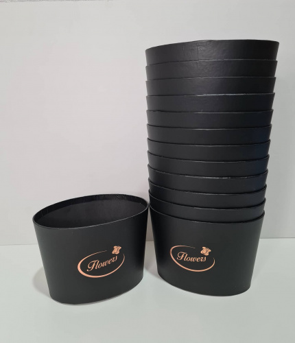 Кашпо овальное Flowers.  Цвет: Чёрный