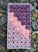 Набор цветов Лавандовый Микс. Роза 3/53, сакура  розовая. Упаковка 50 шт