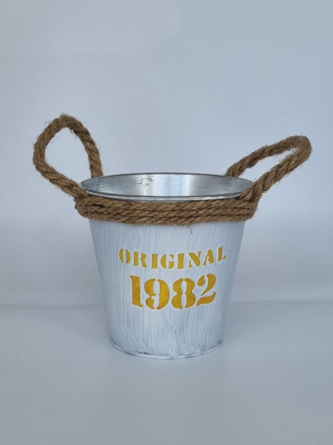 Ведро металлическое малое с ручками из веревки 1982 фото 2