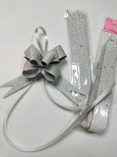 Бант складной.Цвет серебро. Упаковка 10 шт.