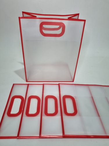 Сумка прозрачная. Ручки вырезаны. Красный. Размер S  малый фото 2