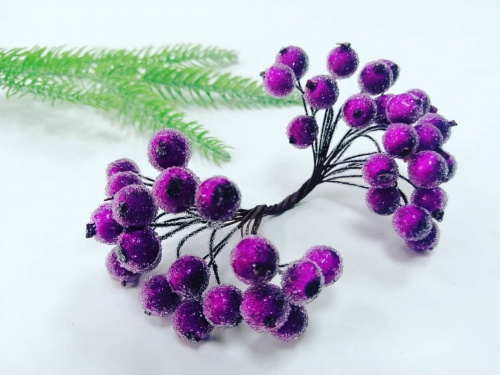 Тычинки "Рябина" Фиолетовая, 40 шт, ягода 1см