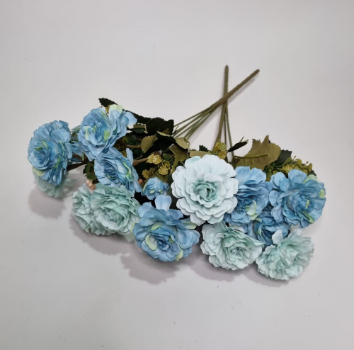 Искусственные цветы. Пионовидные розы. Цвет голубой. Набор 2 букета.