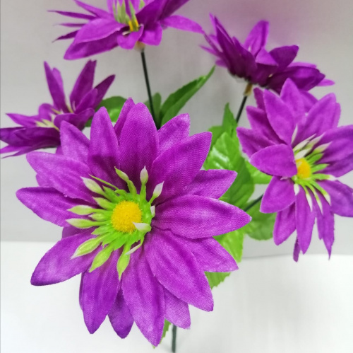 Букет хризантем "фиолетовый", высота 30 см, 5 голов, ткань. Упаковка 5шт.