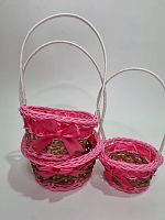 Набор декоративных корзин 3в1. Цвет Розовый, материал пластик.