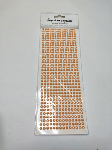 Наклейки жемчуг-полубусины. Цветной . Блистер 32*10см.