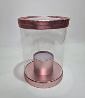 Коробка круглая прозрачная, с внутренним стаканом. Цвет бронза.