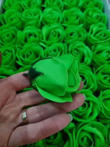 Декоративные розы 3-х слойные. Номер №12 Зеленый Бутон 5 см. Искусственные фото 2