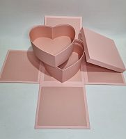 Коробка сердце 2 яруса, фотобокс. Плотный картон.