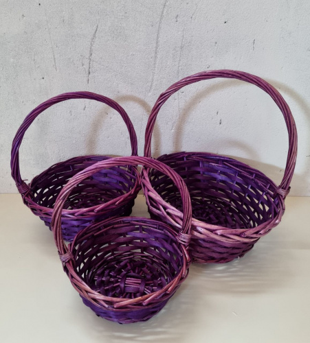 Набор круглых корзин 3в1. Цвет фиолетовый фото 2
