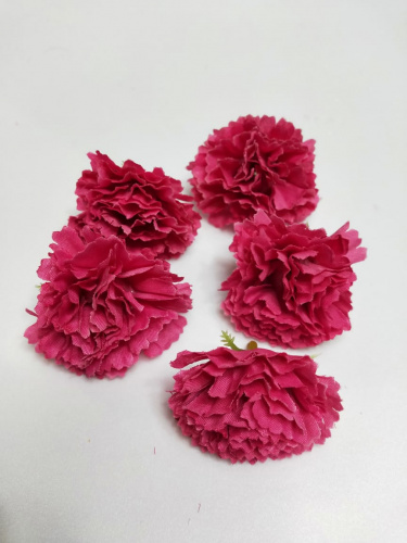 Цветок искусственный. Головка гвоздики. Упаковка 10 шт Цвет малиновый