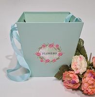 Кашпо Flowers Бирюзовое с ручками.