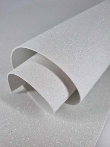 Фоамиран 2мм глиттерный размер 40*60см белый уп-10 листов фото 2