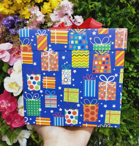 коробка сборная 22*22 см подарки синяя