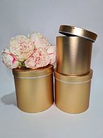 Набор коробок 3в1. Фольга золотая. Размер 19*19,17*17,15*15 см