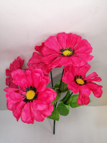 Букет космеи "розовый",  высота 29 см, 5 голов, ткань. Упаковка 5 шт.