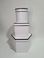 Набор коробок 3в1. Ромб, квадрат, цилиндр.  Цвет: Белый