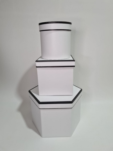 Набор коробок 3в1. Ромб, квадрат, цилиндр.  Цвет: Белый