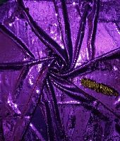 ткань с пайетками 100*130 см фиолетовый с золотом