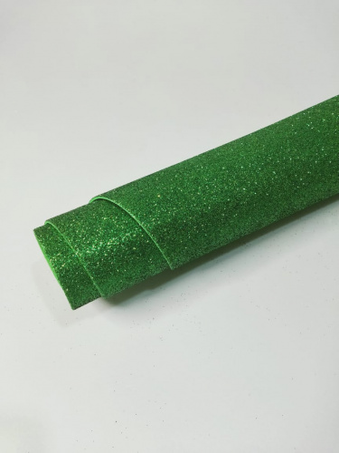 Фоамиран 2мм глиттерный зелёный  размер 40*60 уп-10листов