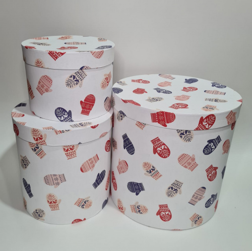 Набор круглых коробок 3в1. Варежки.