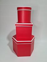 Набор коробок 3в1. Ромб, квадрат, цилиндр.  Цвет: Красный