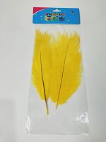 Перо декоративное желтое в пакете 2шт.