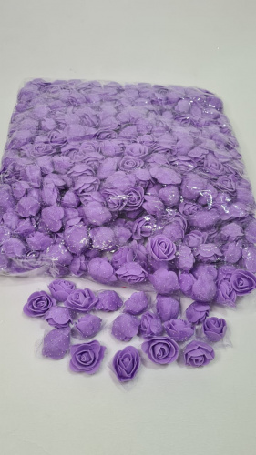 Цветы из фоамирана 3,5 см с юбочкой из органзы Цвет Фиолетовый. Упаковка приблизительно 500 шт.