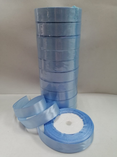 Лента атласная 2 см "Голубая". Длина 22 м. Уп-10 шт.