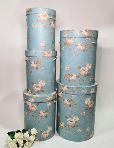 Набор коробок 5в1 Пионы. Цвет бирюза фото 2