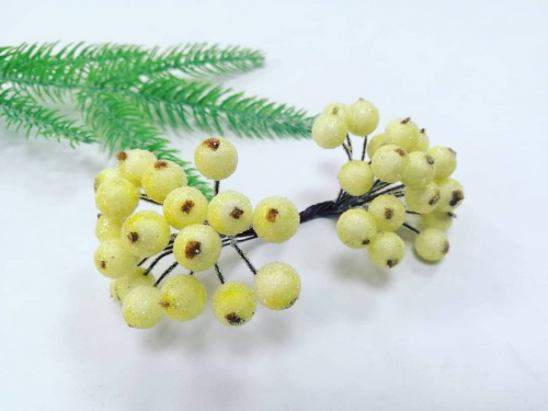 Тычинки "Рябина" Бледно-желтая, 40 шт, ягода 1см