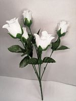 Букет роз "белый",  высота 30 см, 5 голов, ткань. Упаковка 2 шт.
