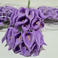 Цветок Калла из фоамирана на металлической ножке. Цвет фиолетовый. Размер цветка 2*3 см.