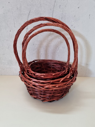 Набор круглых корзин 3в1. Цвет коричневый