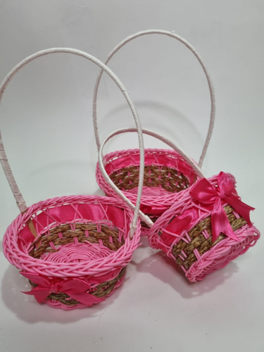 Набор декоративных корзин 3в1. Цвет Розовый, материал пластик. фото 2