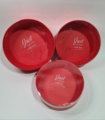 Коробки круглые с прозрачной крышкой 3в1  Цвет: Красный