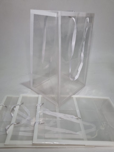 Сумка прозрачная. Ручки тесьма. Цвет канта белый. Размер L 25*18*35 см. фото 2