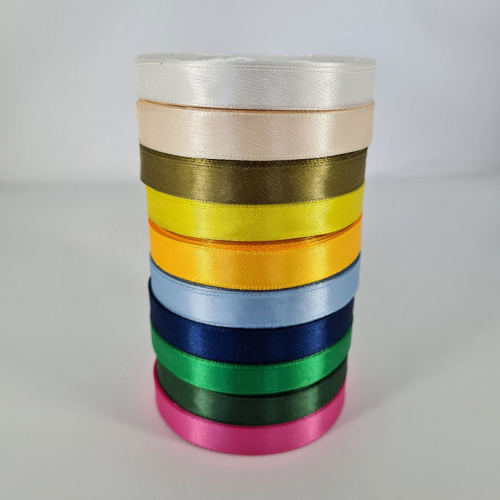 Лента атласная 1.2 см. Микс набор 2. Упаковка 10 шт.