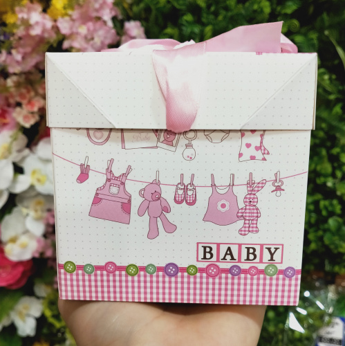 коробка сборная 15*15 см baby розовая