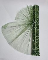 Зеленая темная органза с крошкой, 3 метра ширина 50 см