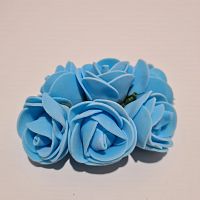 Цветы из фоамирана 3,5 см на металлической ножке. Цвет голубой. Букет 6 цветов.