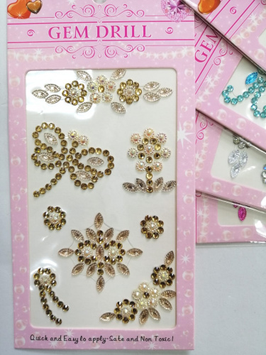 Наклейки стразы акриловые прозрачные №2 "Золотые" Наклейки стразы акриловые прозрачные №2 "Золотые"