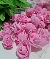 Цветы из фоамирана 3,5 см розовый с юбочкой из органзы. Упаковка 100 шт.