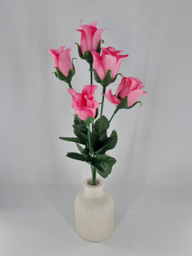 Букет роз "розовый",  высота 30 см, 5 голов, ткань. Упаковка 2 шт. фото 2