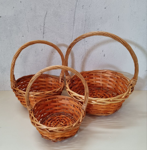 Набор круглых корзин 3в1. Цвет рыжий фото 2